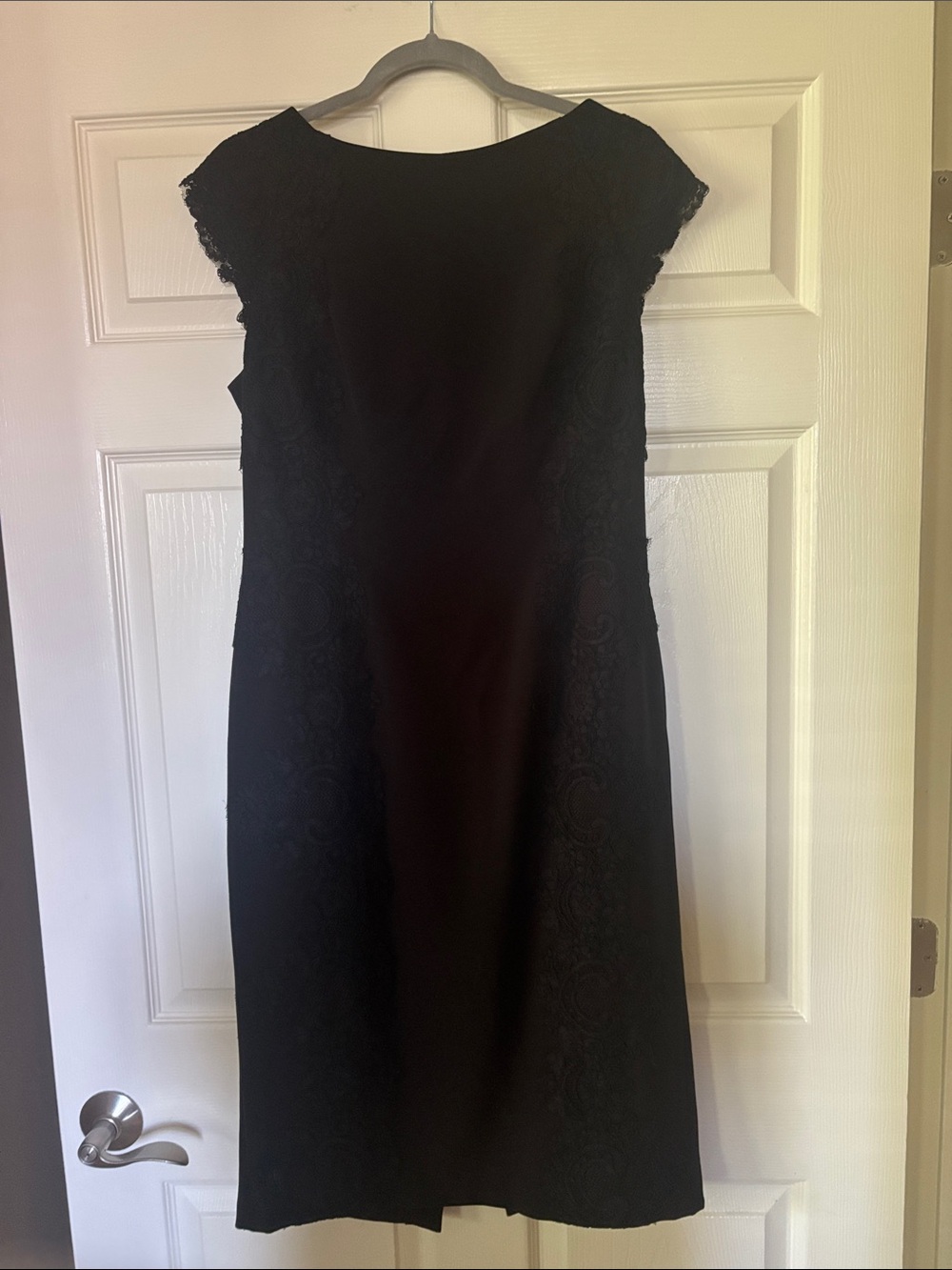 Maggy London Black Lace-Trim Midi Dress